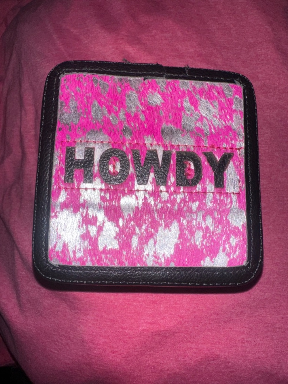 Mini/ travel size HOWDY Pink & Silver Cowhide jewelry box
